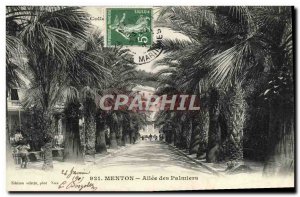 Old Postcard Menton Allee Des Palmiers