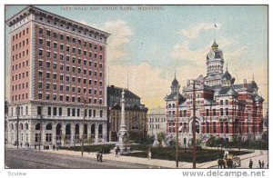 City Hall and Union Bank, WINNIPEG, Manitoba, Canada, PU-1917