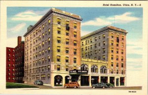 Utica, NY New York    HOTEL HAMILTON    Vintage 1950 Curteich Linen Postcard