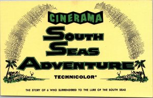Advertising Cinerama South Seas Adventure Cincinnati OH Vintage Postcard S50