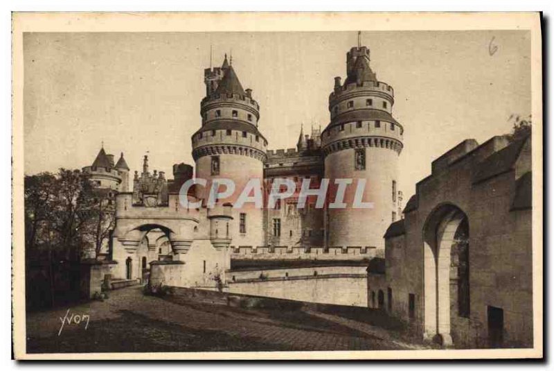 Old Postcard Chateau de Pierrefonds Oise L'Entree du Chateau and Charlemagne ...