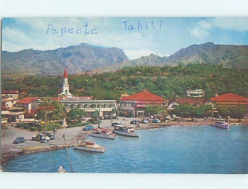 Pre-1980 HARBOR SCENE Papeete Tahiti F5660