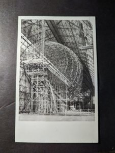 Mint Germany Aviation LZ 129 Hindenburg Zeppelin Postcard in Hangar Bay