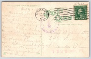 Warren Ohio~Courthouse Park & Main Street~1921 Postcard