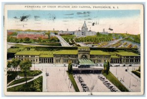 c1930 Panorama Union Station Capitol Buildings Providence Rhode Island Postcard