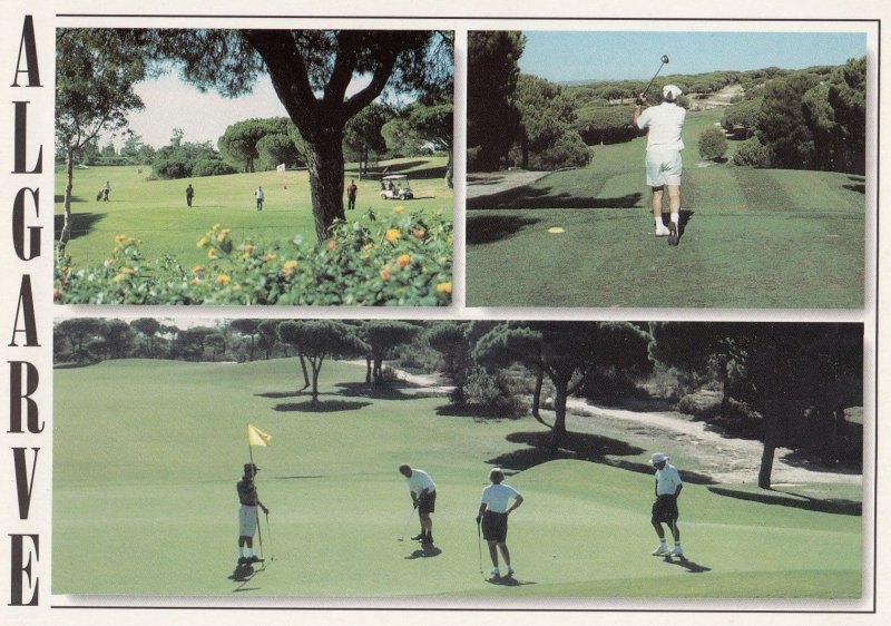 Portugal Golf Course Algarve Teeing Off 3 Views Postcard