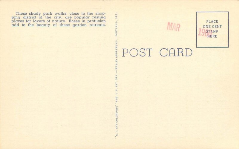 Portland Oregon  Roosevelt Rough Rider Statue South Park Blocks Linen Postcard