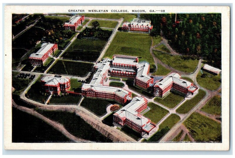 c1940 Aerial View Greater Wesleyan College Conservatory Macon Georgia Postcard