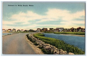 c1930's Houses, Beach, Entrance to Wells Beach Maine ME Webhannet ME Postcard 