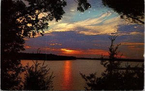 Melody Color Lake Sunset Postcard Plastichrome Boston Massachusetts MA VTG UNP 