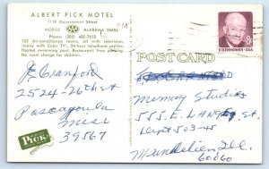 MOBILE, AL Alabama ~ Roadside ALBERT PICK MOTEL 1973 Postcard