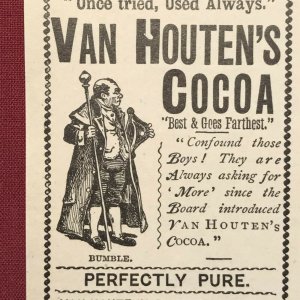 Van Houten's Cocoa Victorian 1892 Print Ad New York 2V1-30 