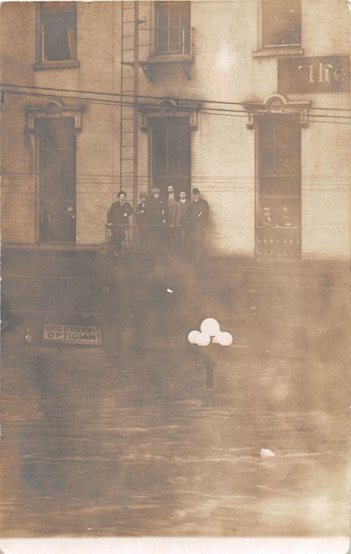 F45/ Dayton Ohio RPPC Postcard 1913 Flood Disaster Men Optician 19