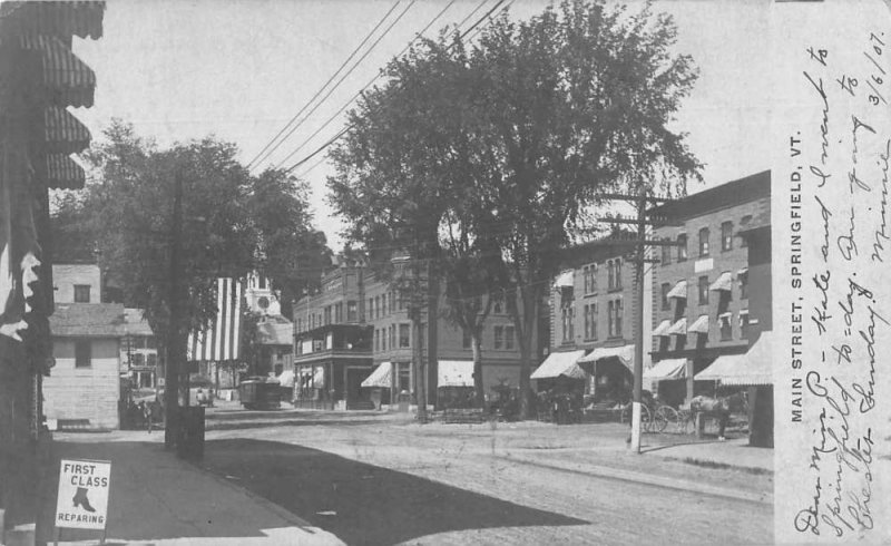 Springfield Vermont Main Street Shoe Repair Real Photo Postcard JF235018 