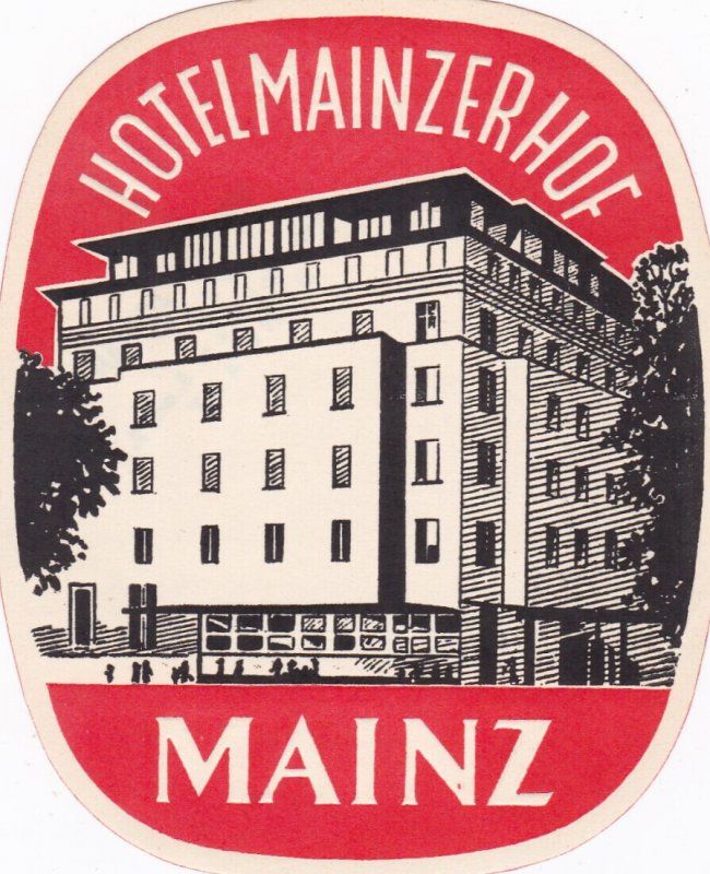 Germany Mainz Hotel Mainzerhof Luggage Label sk2048