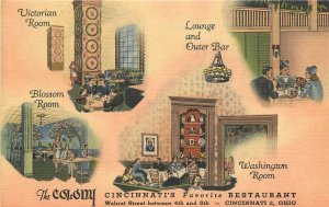 Postcard Ohio Cincinatti The Colony Restaurant multi view Teich linen 23-8503