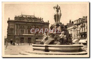 Montpellier - The Theater and the Fountain of Grace 3 - Old Postcard