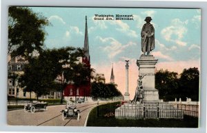 Milwaukee Wisconsin, Washington Monument Grand Ave Period Cars, Vintage Postcard