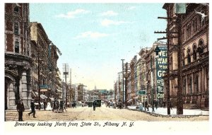 Broadway Looking North From State Street Albany New York Postcard