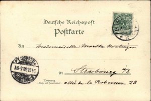 Metz Germany Beautiful Border SHIELD CREST & VIEW 1898 Used Postcard