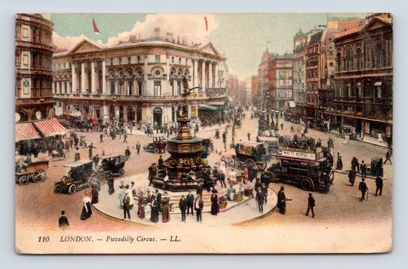 Piccadilly Circus London England United Kingdom Buses Buildings CarsPostcard L12