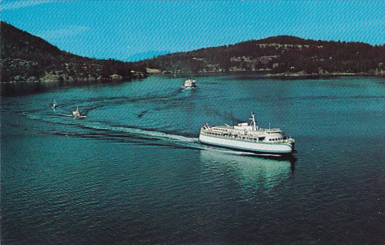 Canada Aerial View B C Ferry on Active Pass