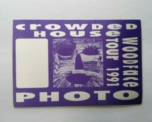 Crowded House Woodface Backstage Pass Original 1991 Split Enz New Wave Purple