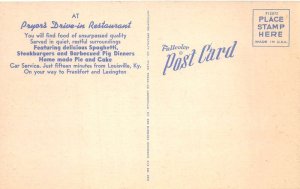 Louisville Kentucky Pryors Restaurant Linen Vintage Postcard AA82275