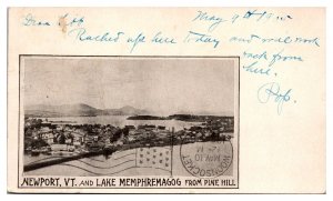 1905 Newport and Lake Memphremagog from Pine Hill, Scenic Landscape, VT Postcard