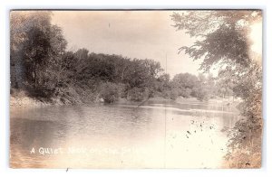 Postcard A Quiet Nook On The Soloman River Delphos Kansas RPPC c1908