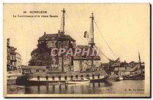 Old Postcard Honfleur Lieutenancy and Old Dock Boat Sailboat