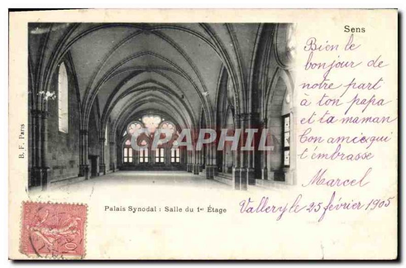 Old Postcard Sens Palais Synodal Hall 1st floor