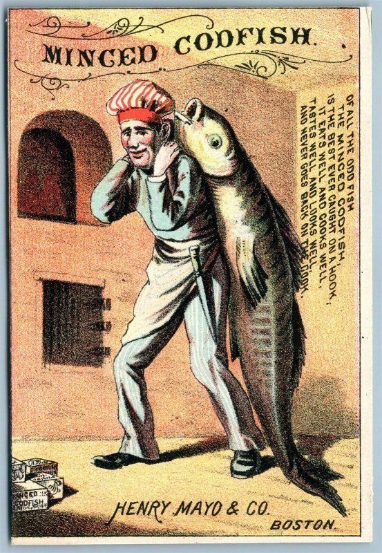 MINCED CODFISH BOOKS ANTIQUE ADVERTISING VICTORIAN TRADE CARD