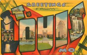 Large Letters multi View St Louis Missouri 1944 Postcard Monroe 982