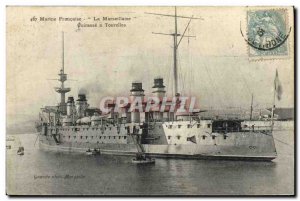 Old Postcard Boat La Marseillaise has turrets Breastplate
