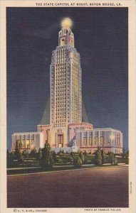 Louisiana Baton Rouge The State Capitol At Night