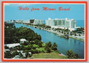 Miami Beach Florida~Hotels & Boats Along Canal~Continental Postcard