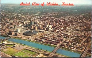 USA Aerial View of Wichita Kansas Vintage Postcard 09.35