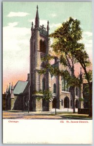 Vtg Chicago Illinois IL St James Church 1900s View Old Curt Teich Postcard