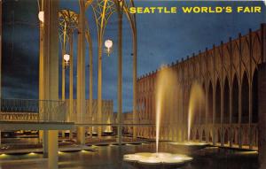SEATTLE WAS WORLD'S FAIR~U S SCIENCE PAVILION AT NIGHT~C 21 EXPO POSTCARD 1962