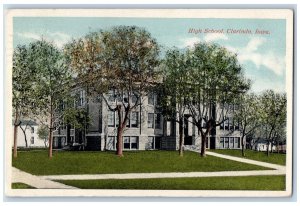 Clarinda Iowa IA Postcard High School Building Exterior Trees Scene 1924 Antique