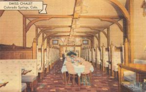 CO, Colorado Springs  SWISS CHALET RESTAURANT~Interior    c1940's Linen Postcard