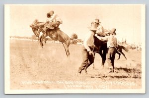 RPPC Cowboy  Dave Campbell on Badland Bill   Cheyenne  Wyoming  Postcard