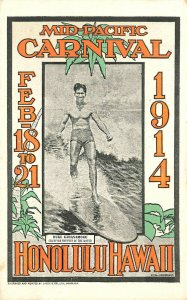 Honolulu HI Duke Kahanamoku Mid-Pacific Carnival 1914 RARE Postcard
