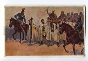251385 Poland WAR Knight HORSE by LISOWIECKI Vintage postcard