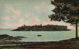 Vintage Postcard 1910's Island From Belligham Point Camden Maine ME