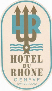 Switzerland Geneve Hotel Du Rhone Vintage Luggage Label sk2717