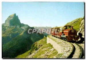Old Postcard Train Departure to the lake and the Pic du Midi d'Ossau