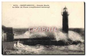 Old Postcard Lighthouse Saint Brieuc High tide The Mole completely submerged ...