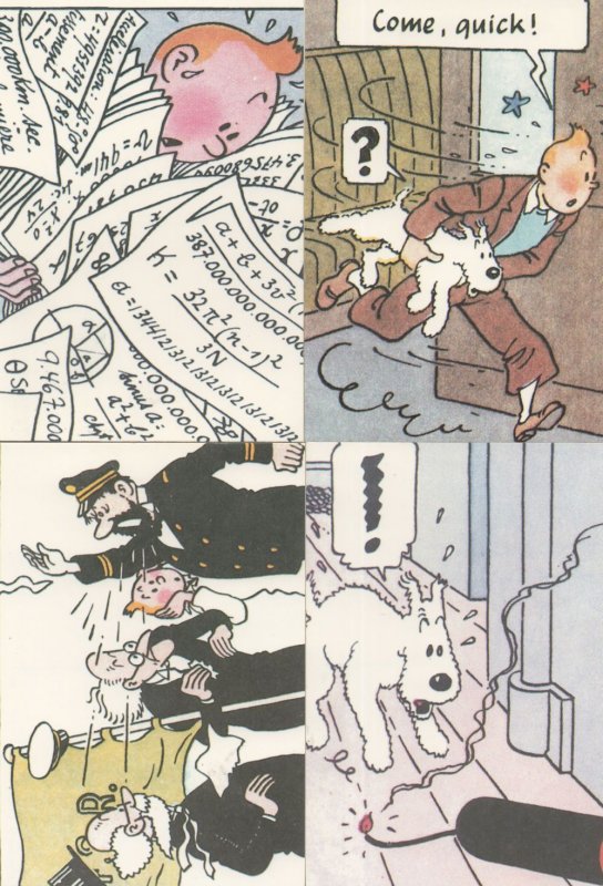 Tintin In Trouble Running Away 4x Rare London Postcard s